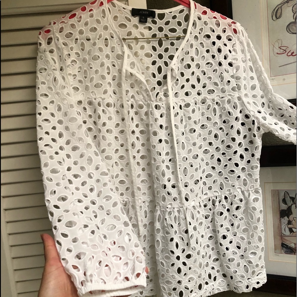 J Crew White eyelet blouse